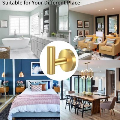 Kruodop Lot De 4 Crochets Muraux Pour Salle De Bain, Porte-serviettes, Crochet Mural Noir Mat, Crochet De Porte En Acier Inoxydable Robuste Pour Cuisine, Chambre, Hôtel, Piscine, Manteaux – Doré