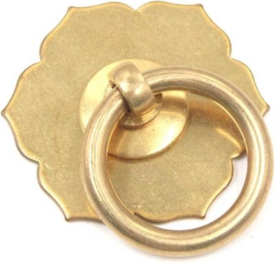 Yuanhao Lot de 2 poignées de tiroir de porte d'armoire en bronze antique doré 2,16" x 2" en cuivre massif avec boucle ronde classi