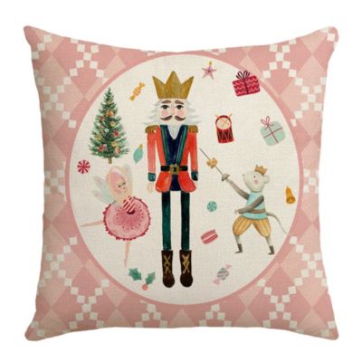 Yuanhao Lot de 4 Housses de Coussin de Noël 45x45cm Sapin de Noël Rose Squ