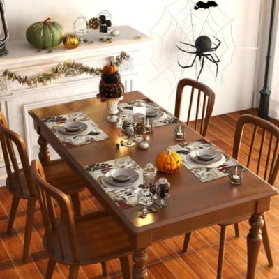 Yuanhao Lot de 4 sets de table gothiques pour Halloween (30 x 45 cm), décorations d'Halloween avec roses et crânes du Jour des mor
