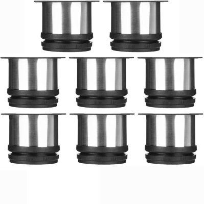 Yuanhao Lot de 8 pieds de meubles ronds en métal et acier inoxydable - Pieds de cuisine réglables - Diamètre 50 mm, hauteur 50 mm