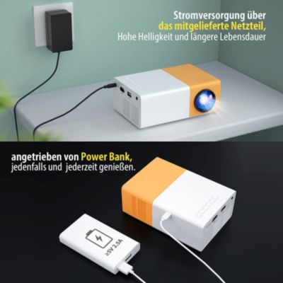 Yuanhao Mini projecteur jaune, vidéoprojecteur LED pour téléphone portable Full HD pour cinéma maison, pour une utilisation