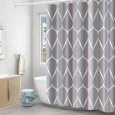 Rideau De Douche Turquoise 165X180 Cm, Géométrie Abstraite Moderne