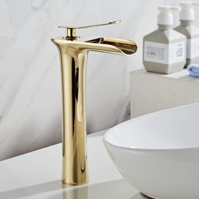 Yuanhao Robinet de lavabo cascade de salle de bain - Robinet de lavabo cascade de grande pour salle de bain - Robinet de lavabo
