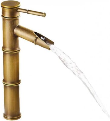 Yuanhao Robinet Salle de Bain - doré Mitigeur - Robinet en bambou antique en bronze vintage - pour Lave-Mains - Mitigeur Lavabo Ca