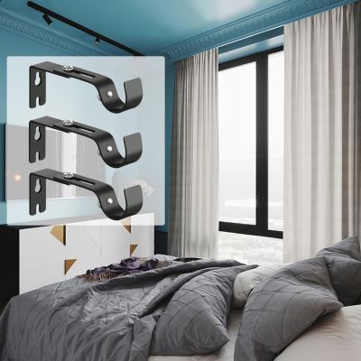 Yuanhao Support extensible long universel pour barre à rideau - 4 Pcs - Support de Tringle à Rideau Réglable