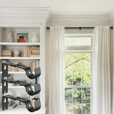 Yuanhao Support extensible long universel pour barre à rideau - 4 Pcs - Support de Tringle à Rideau Réglable