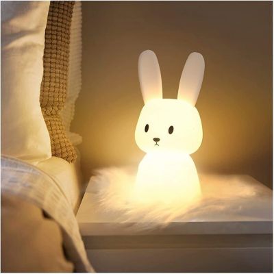 Yuanhao Veilleuse lapin bébé avec 7 changements de lumière 2 pièces, chargement USB et synchronisation