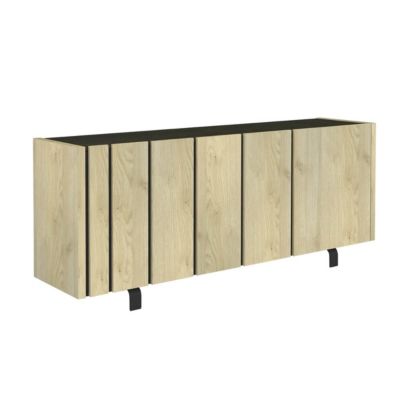 YUMA - Séjour Industriel Table 200cm + Buffet 3 Portes