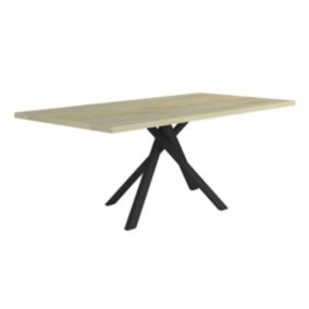 YUMA - Table 200cm Industrielle Effet Chêne Pied Central