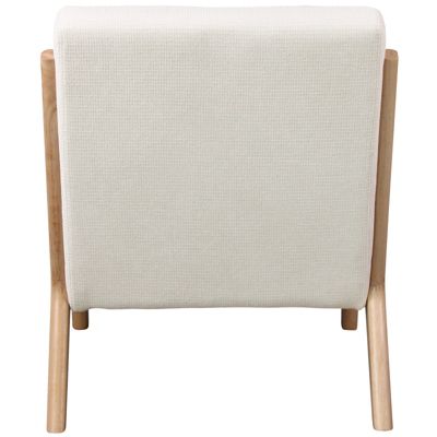 ZACK-Fauteuil en bois naturel et tissu Trendy Ecru