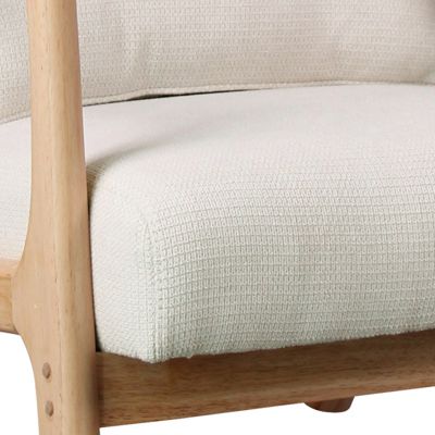 ZACK-Fauteuil en bois naturel et tissu Trendy Ecru