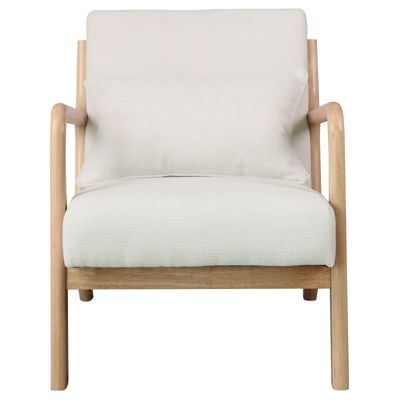ZACK-Fauteuil en bois naturel et tissu Trendy Ecru