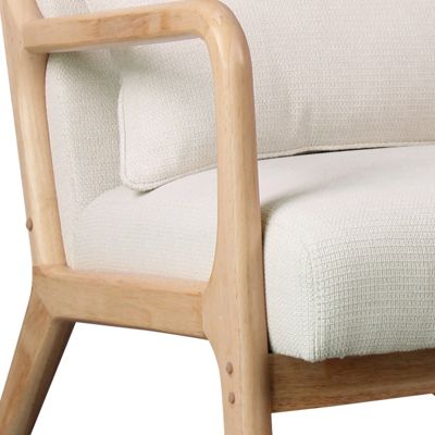 ZACK-Fauteuil en bois naturel et tissu Trendy Ecru