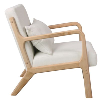 ZACK-Fauteuil en bois naturel et tissu Trendy Ecru
