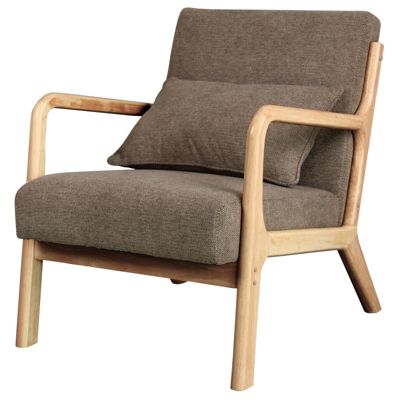 ZACK-Fauteuil en bois naturel et tissu Trendy Taupe