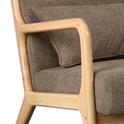 ZACK-Fauteuil en bois naturel et tissu Trendy Taupe