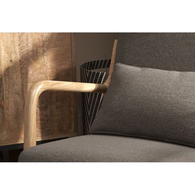 ZACK-Fauteuil en bois naturel et tissu Trendy Taupe