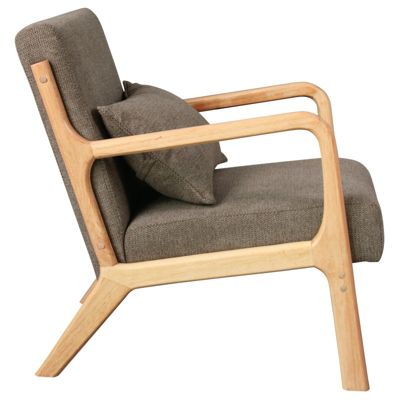ZACK-Fauteuil en bois naturel et tissu Trendy Taupe