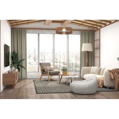 ZACK-Fauteuil en bois naturel et tissu Trendy Taupe