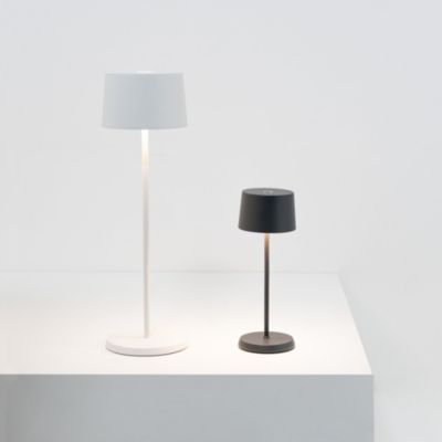Zafferano Olivia Pro Micro Lampada a led da tavolo Bianca ricaricabile e dimmerabile