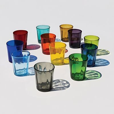 Zafferano Set 6 Verres Tumbler Série Bei Bleu Nuit, Verre Teinté Dans La Masse Soufflé À La Bouche, Fabrication Artisanale À La