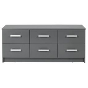 ZEINE - Commode 6 Tiroirs Coloris Gris Graphite