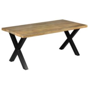 ZINA - Table de Repas 180cm Manguier Massif Piètement X