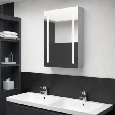 ZMH Armoire de salle de bain à miroir LED gris béton 50x13x70 cm