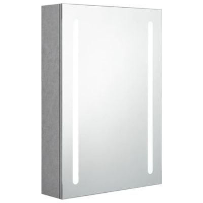 ZMH Armoire de salle de bain à miroir LED gris béton 50x13x70 cm