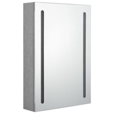 ZMH Armoire de salle de bain à miroir LED gris béton 50x13x70 cm
