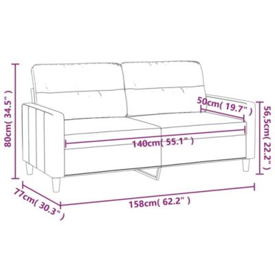 ZMH Canapé à 2 places Gris clair 140 cm Tissu