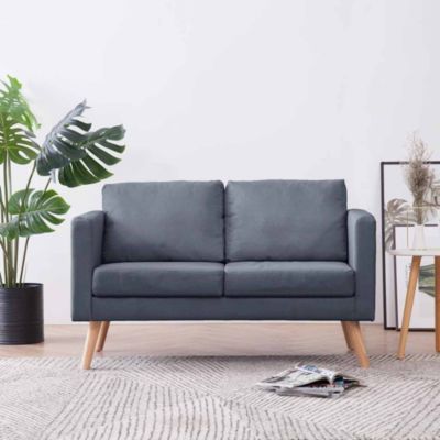 ZMH Canapé à 2 places Tissu Gris foncé