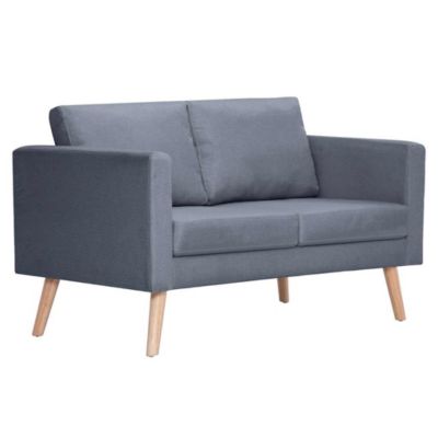 ZMH Canapé à 2 places Tissu Gris foncé
