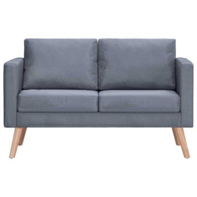 ZMH Canapé à 2 places Tissu Gris foncé