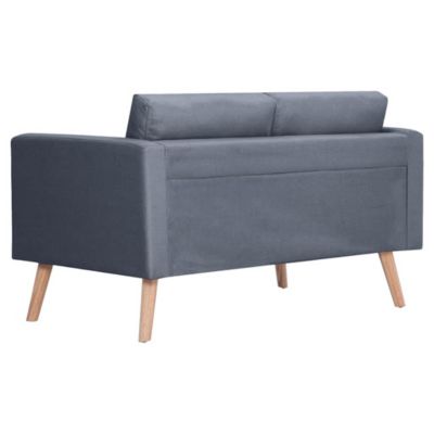 ZMH Canapé à 2 places Tissu Gris foncé