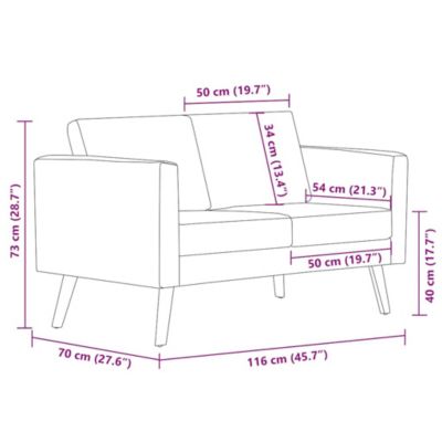 ZMH Canapé à 2 places Tissu Gris foncé