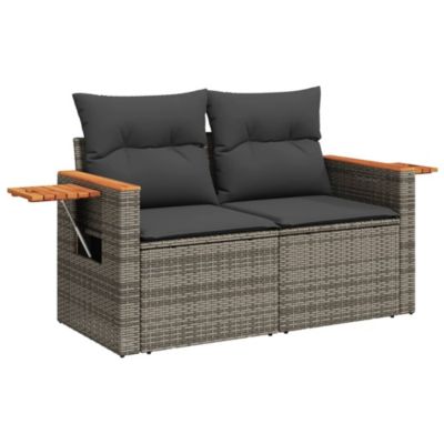 ZMH Canapé De Jardin 2 Places Avec Coussins Gris Résine Tressée