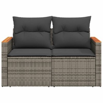 ZMH Canapé De Jardin 2 Places Avec Coussins Gris Résine Tressée