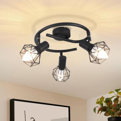 ZMH Lampes De Plafond 3 Flammes Spot De Plafond Rond Industrial Retro E14 Pivotant Chambre à Coucher