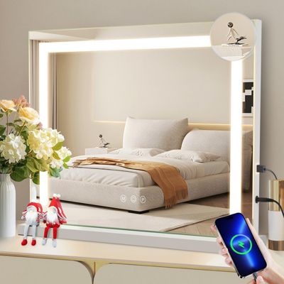 ZMH Miroir de Maquillage Éclairant 50x40cm avec 3 Modes de Lumière et Intensité Variable