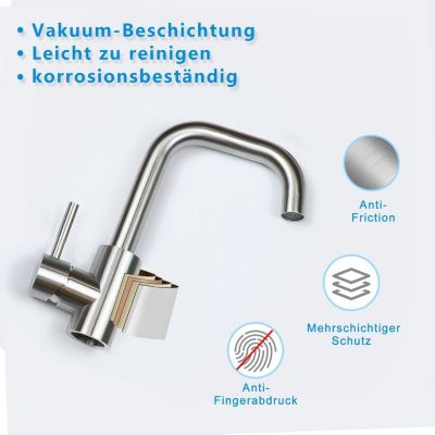 ZMH Mitigeur de lavabo moderne en acier inoxydable pour salle de bain avec douche extractible