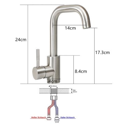 ZMH Mitigeur de lavabo moderne en acier inoxydable pour salle de bain avec douche extractible