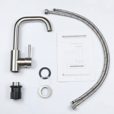 ZMH Mitigeur de lavabo moderne en acier inoxydable pour salle de bain avec douche extractible
