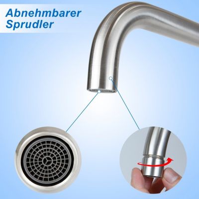 ZMH Mitigeur de lavabo moderne en acier inoxydable pour salle de bain avec douche extractible