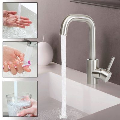 ZMH Mitigeur de lavabo moderne en acier inoxydable pour salle de bain avec douche extractible