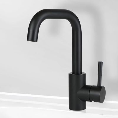 ZMH Mitigeur de lavabo noir extractible en acier inoxydable pour salle de bain