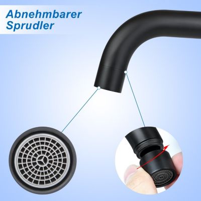 ZMH Mitigeur de lavabo noir extractible en acier inoxydable pour salle de bain