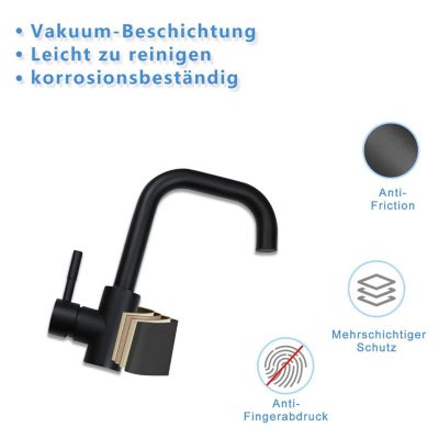 ZMH Mitigeur de lavabo noir extractible en acier inoxydable pour salle de bain