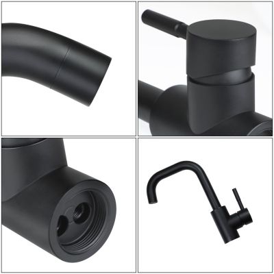 ZMH Mitigeur de lavabo noir extractible en acier inoxydable pour salle de bain
